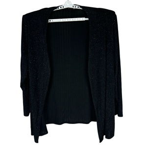 Black Sparkly Open-Front Cardigan 24W By Jump Apparel Acetate/Spandex Blend